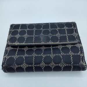 Vintage Kate Spade Noel Jacquard Black Canvas & Leather Bifold Wallet